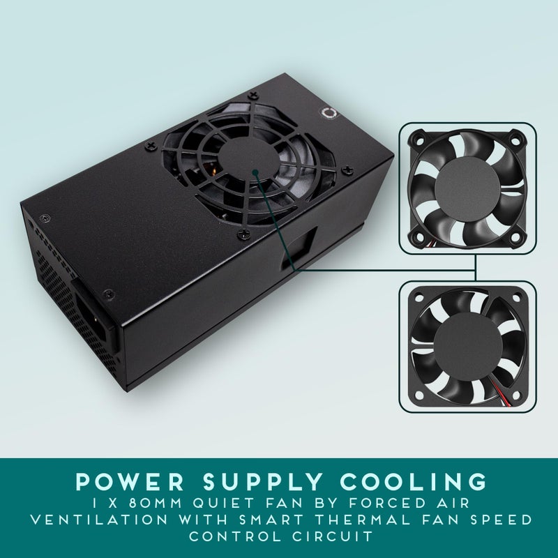 APEVIA مزود طاقة أبيفيا TFX-AP300W قياسي فليكس ATX 300W - 115-230V AC، 1 x 20/24Pin طاقة رئيسية، 1 x 12V(P4)، 3 x طرفية، 3 x SATA، 1 x فلوبي - Image 5